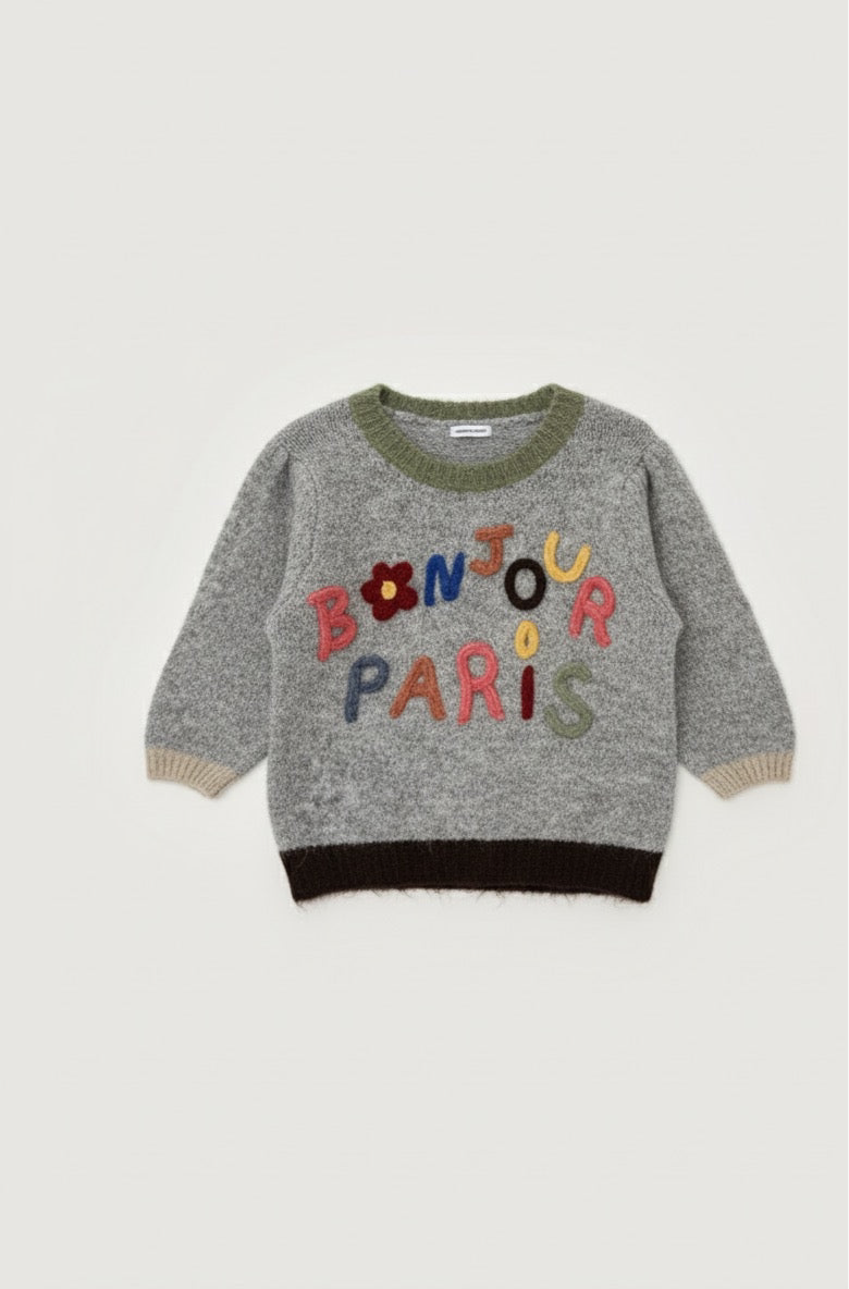 The Bonjour Paris Sweater- Grey