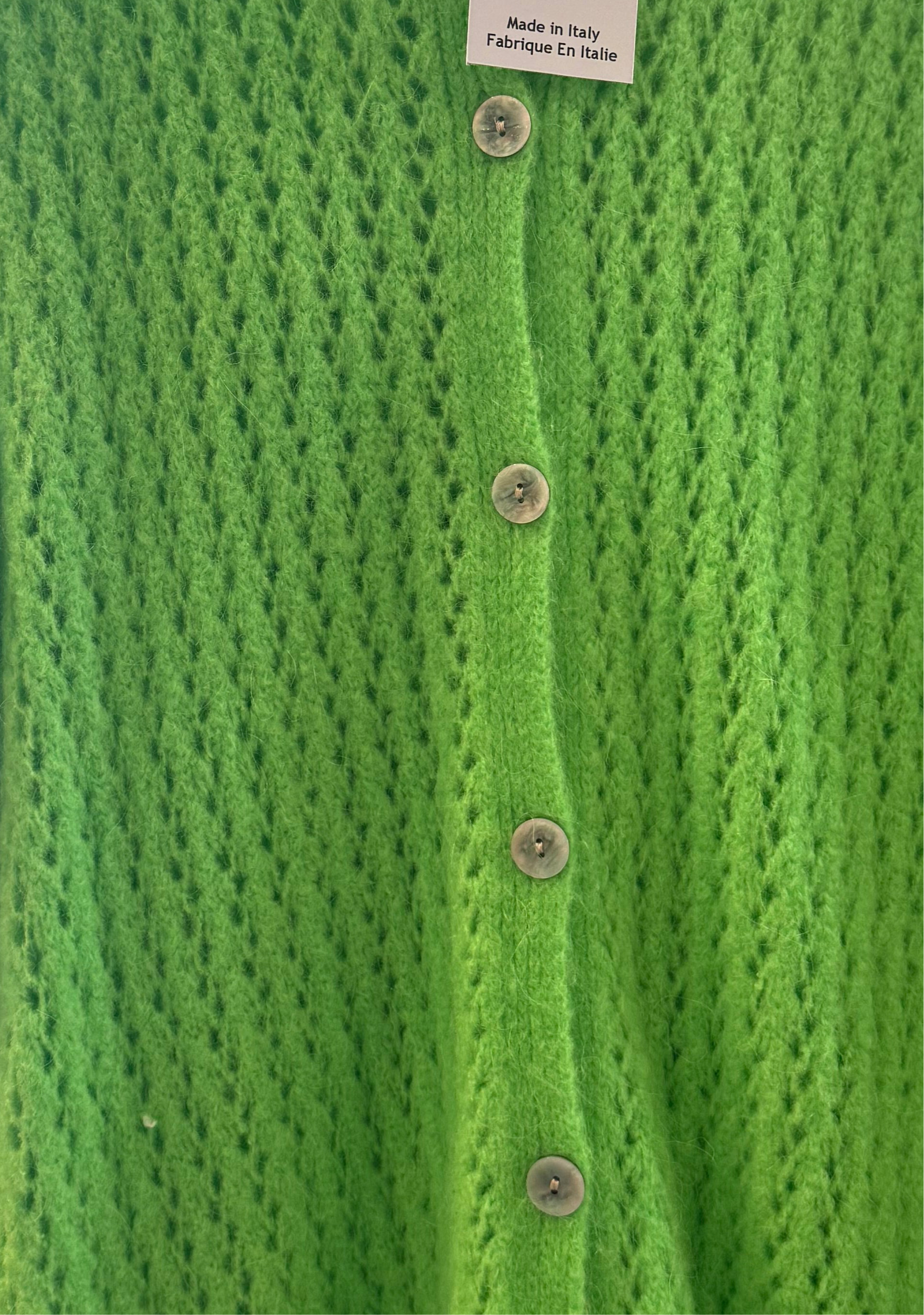 The Cozy Knit V-Neck Lime Cardigan