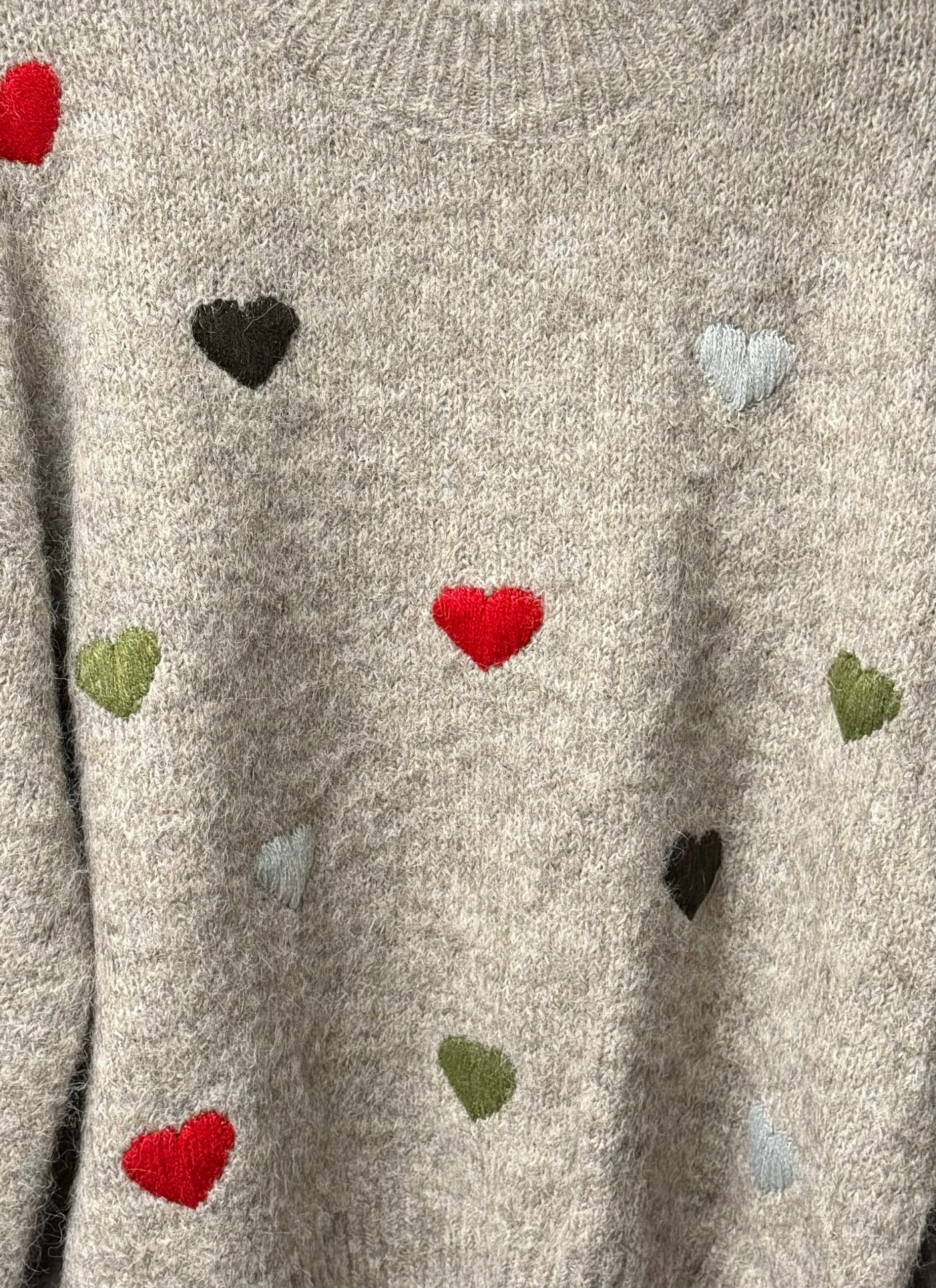 Happy Hearts Sweater- Grey