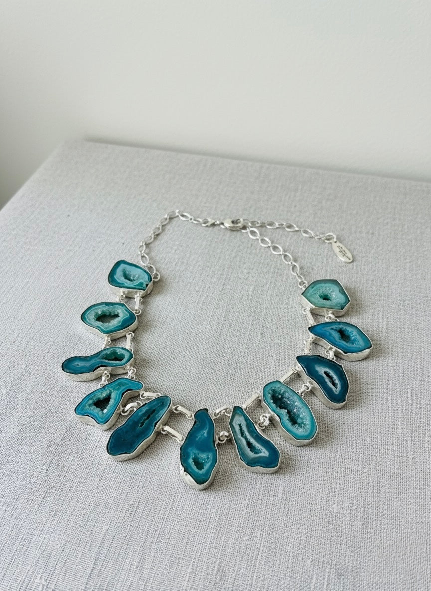 Oceanic Agate Statement Necklace
