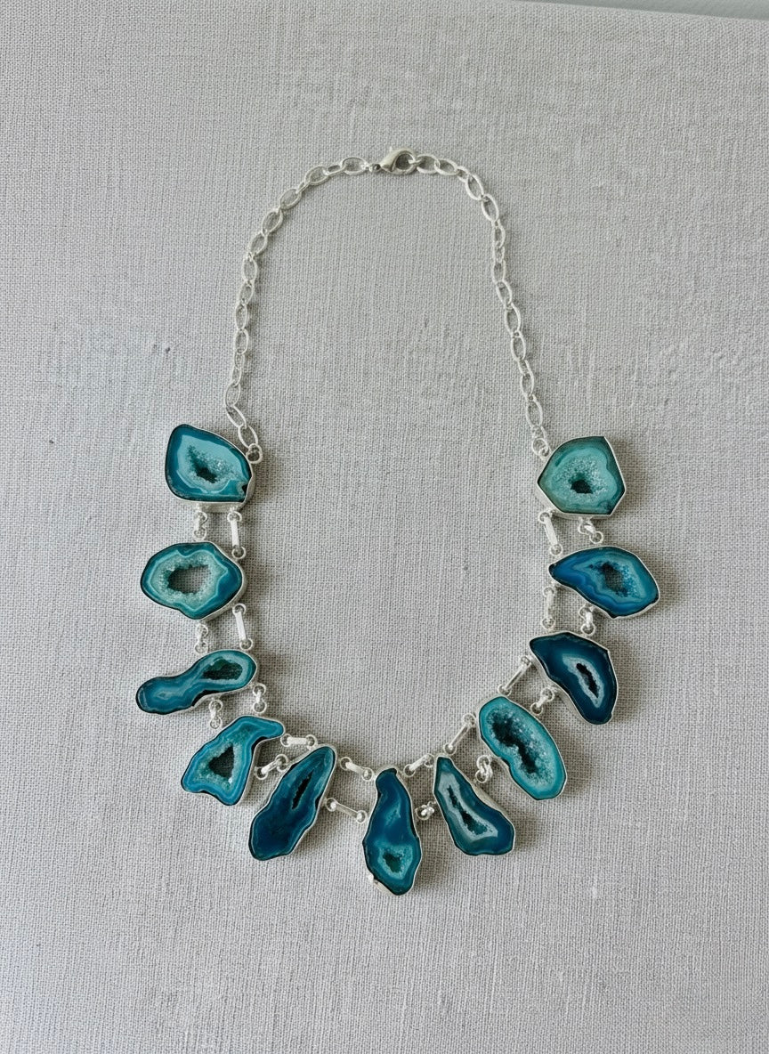 Oceanic Agate Statement Necklace
