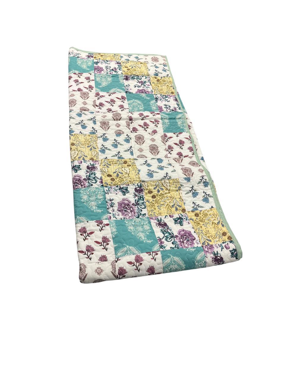 Blooming Patchwork Reversible Cotton Quilt- Queen Size