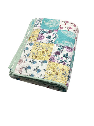 Blooming Patchwork Reversible Cotton Quilt- Queen Size