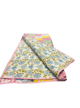 Two-Sided Queen Cotton Floral Reversible Quilt