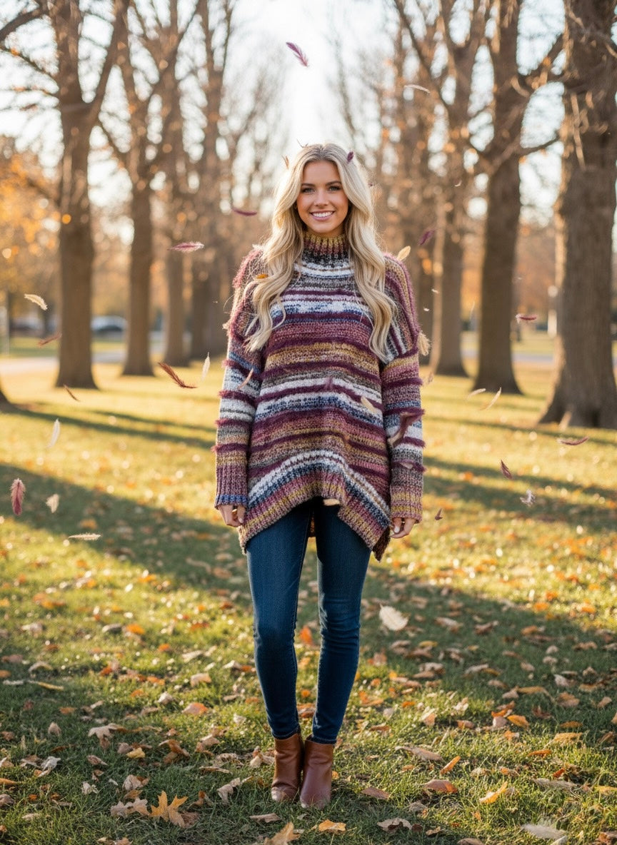 The Cozy Cabin Sweater- Wine