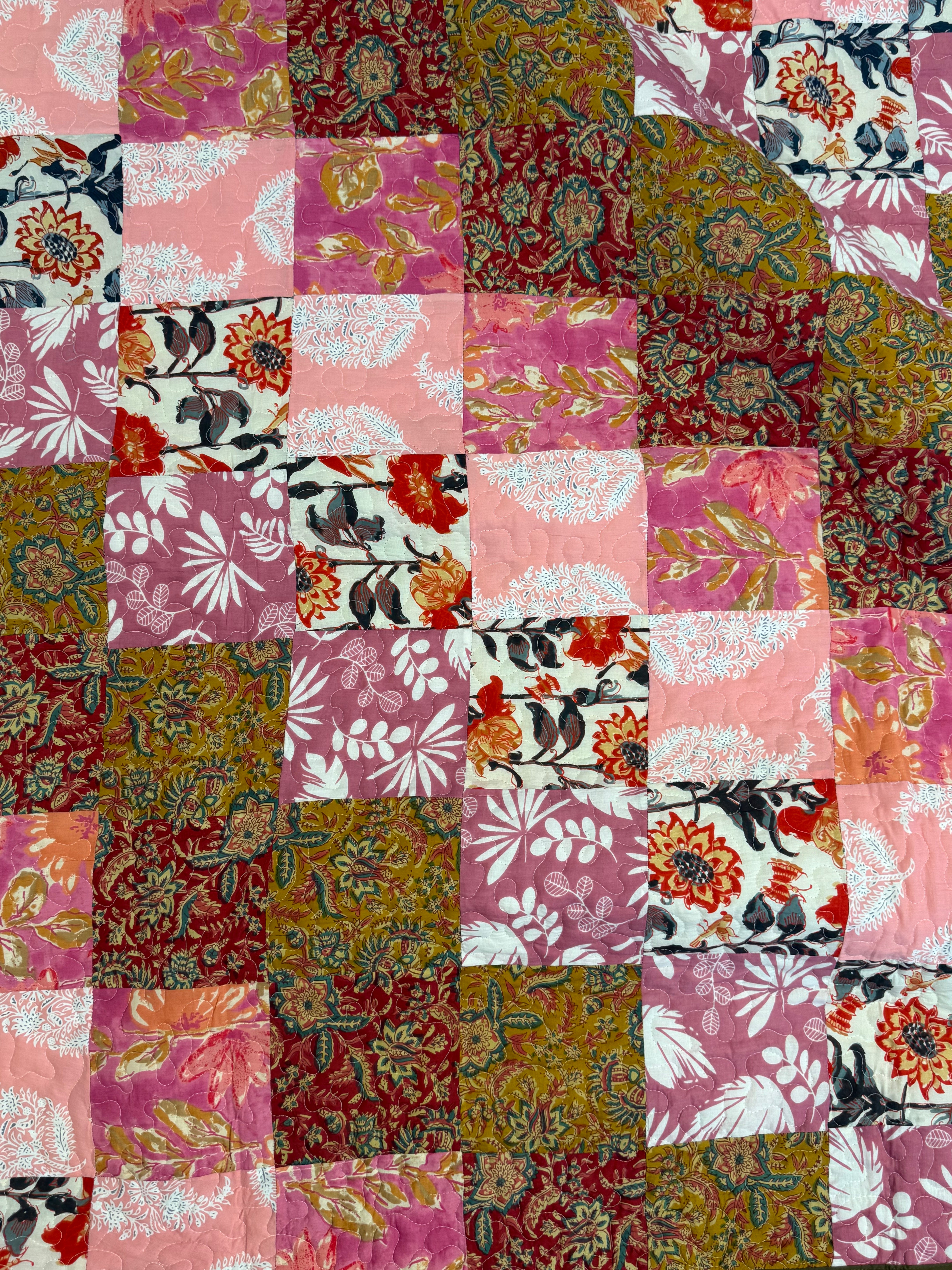 Rose Garden Handmade Patchwork Quilt- Queen