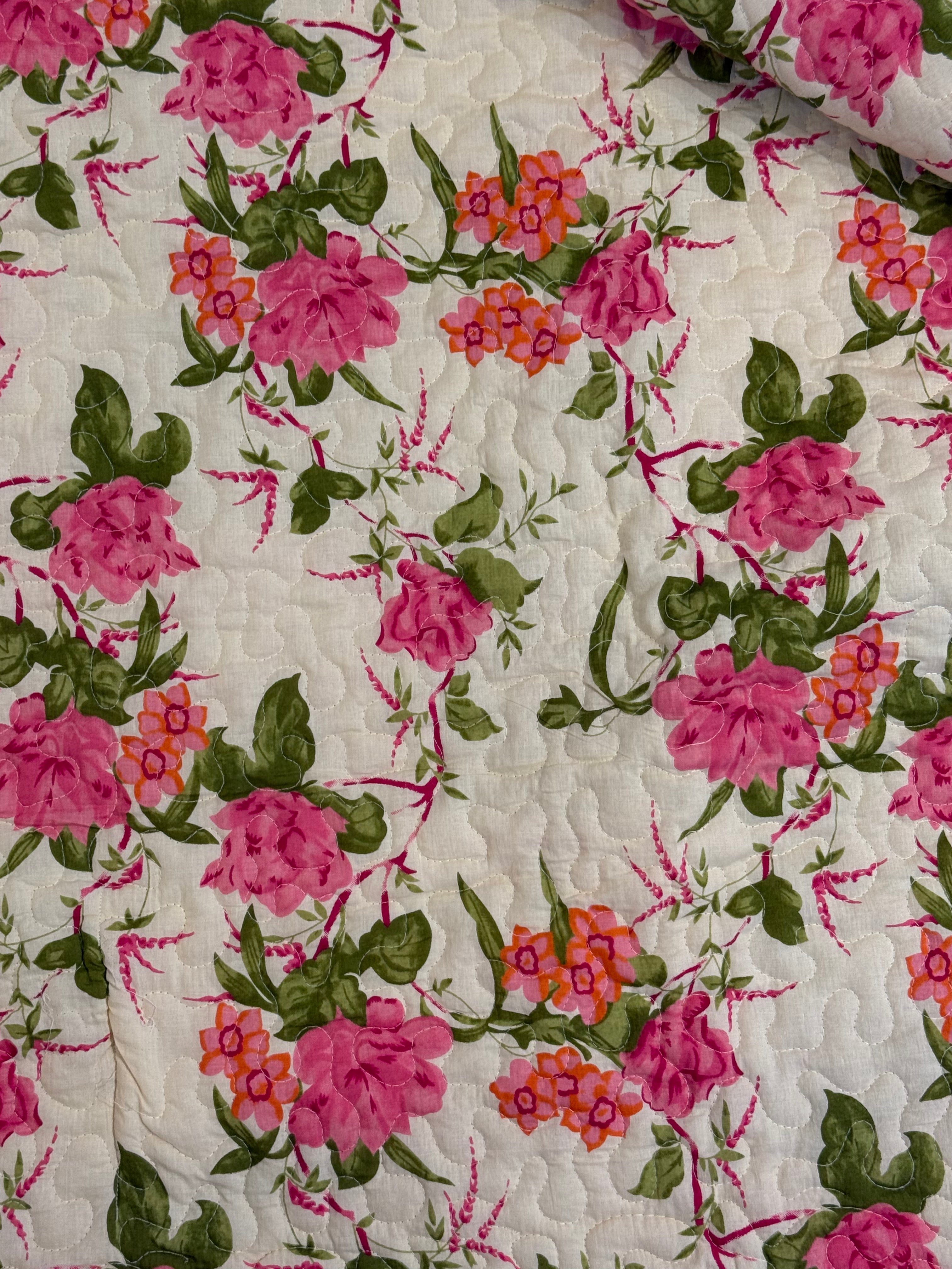 Rose Garden Handmade Patchwork Quilt- Queen