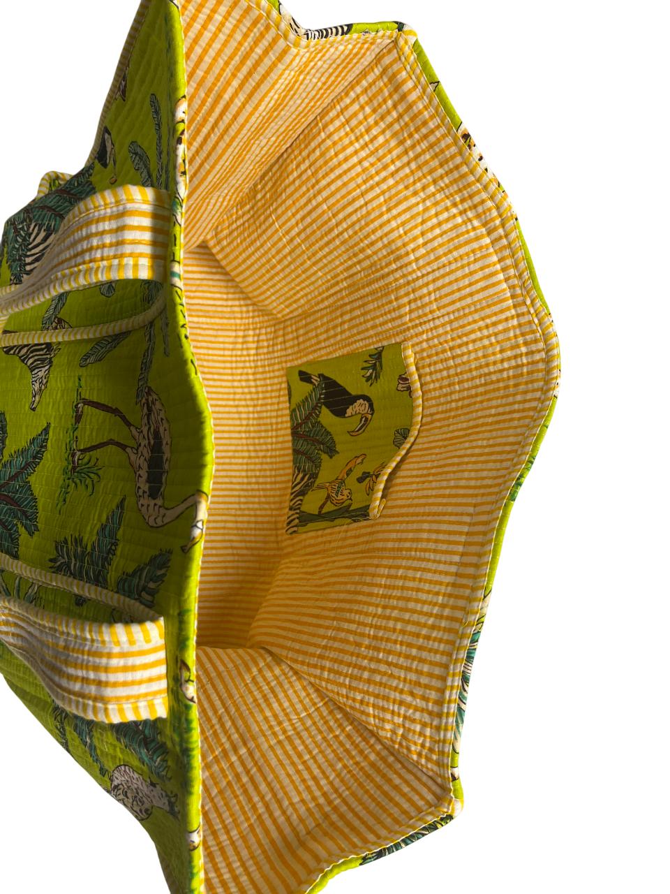 Handmade Reversible Quilted 100% Cotton Tote Bag