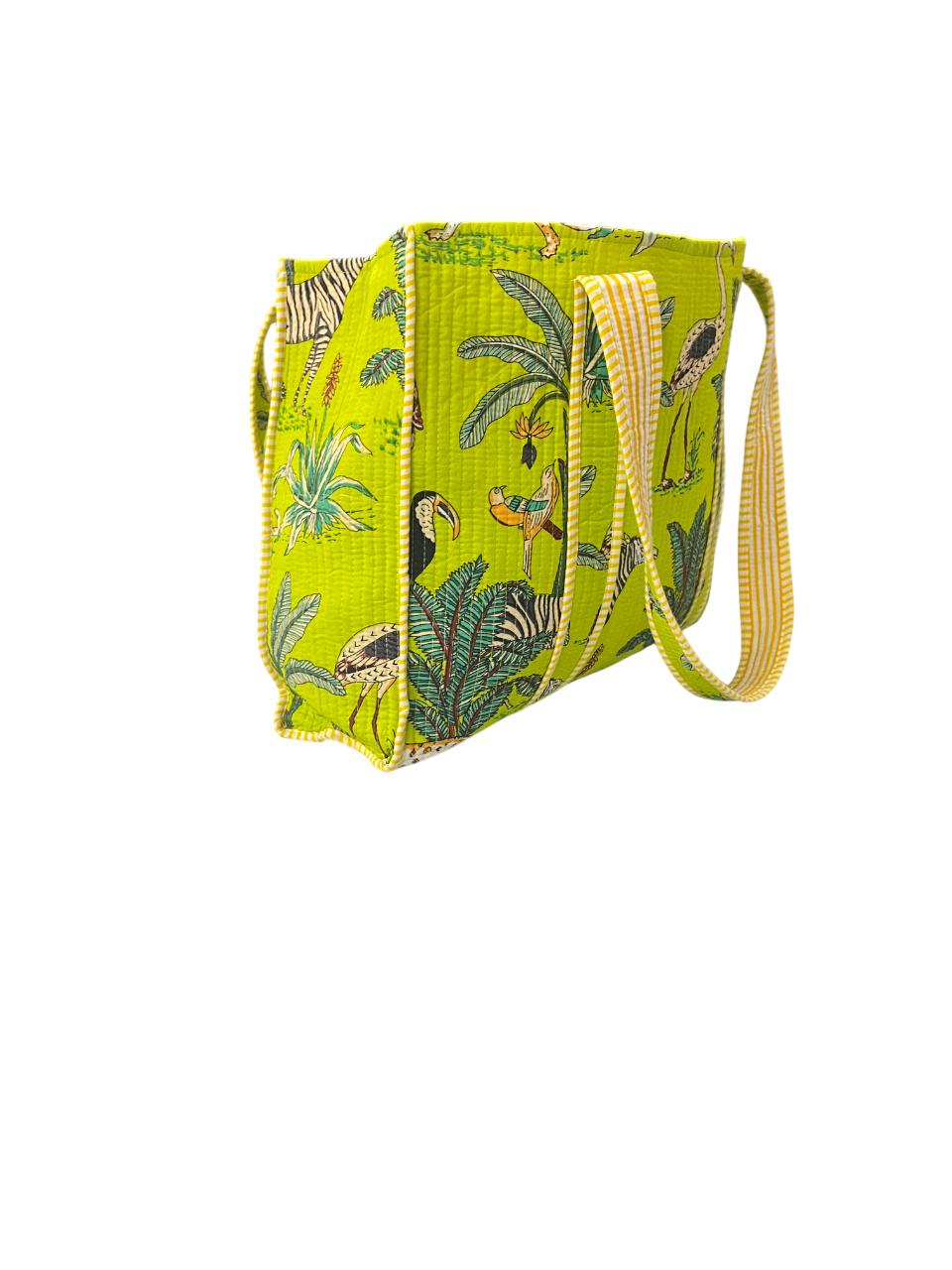 Handmade Reversible Quilted 100% Cotton Tote Bag