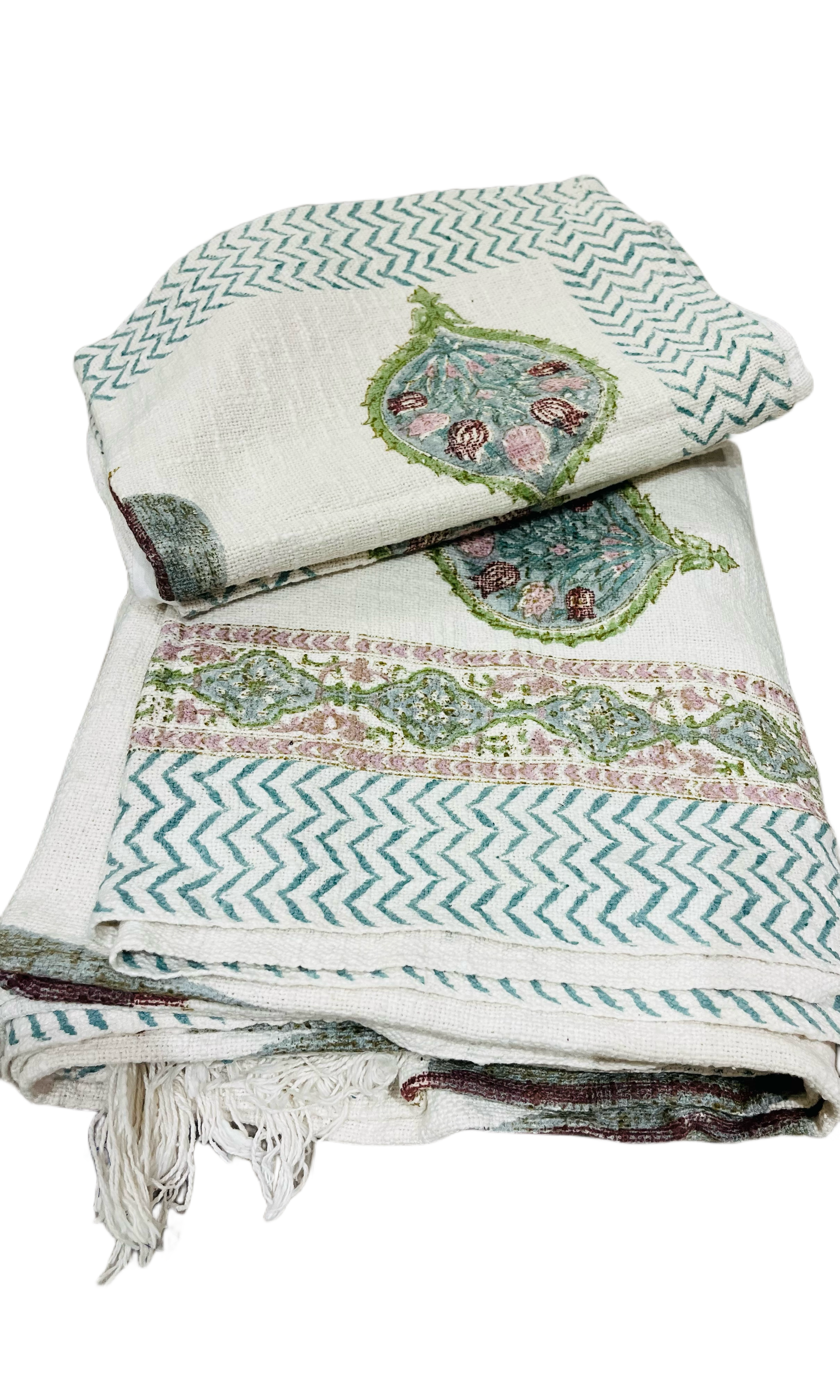 Hand Block Printed handmade 100% Cotton Bedspread and Shams- Queen