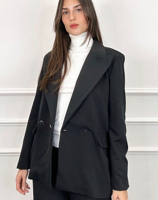 THOMPSON BLACK DOUBLE BREASTED BLAZER