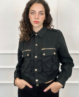 Farah Cropped Pocket Jacket with Snaps