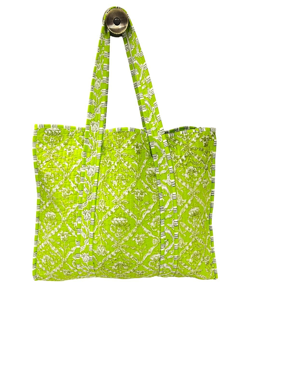 Lime Zest Reversible Quilted Tote Bag