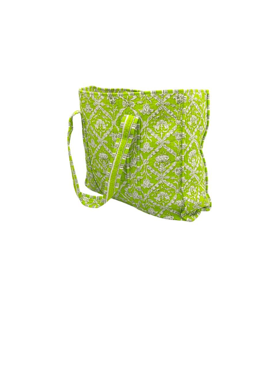 Lime Zest Reversible Quilted Tote Bag
