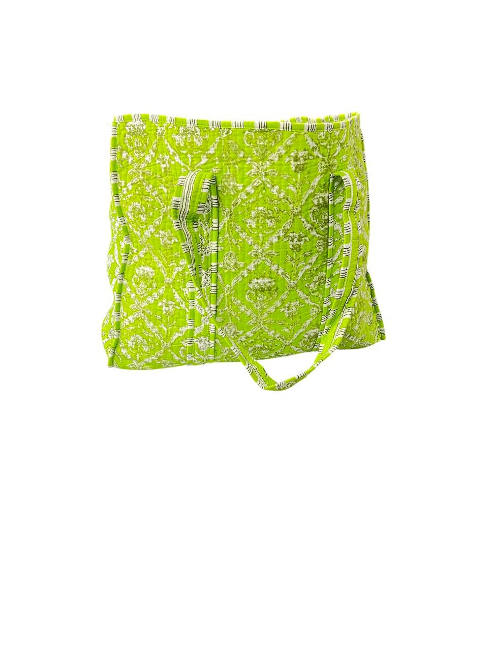 Lime Zest Reversible Quilted Tote Bag