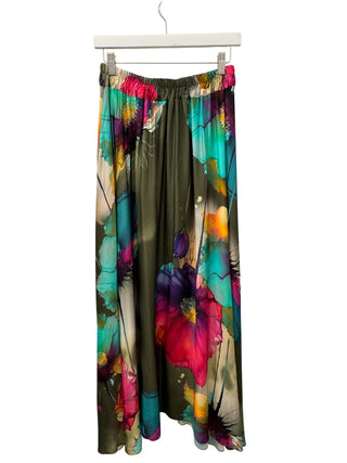 Florentine Fiesta Silk-Blend Maxi Skirt with Pockets