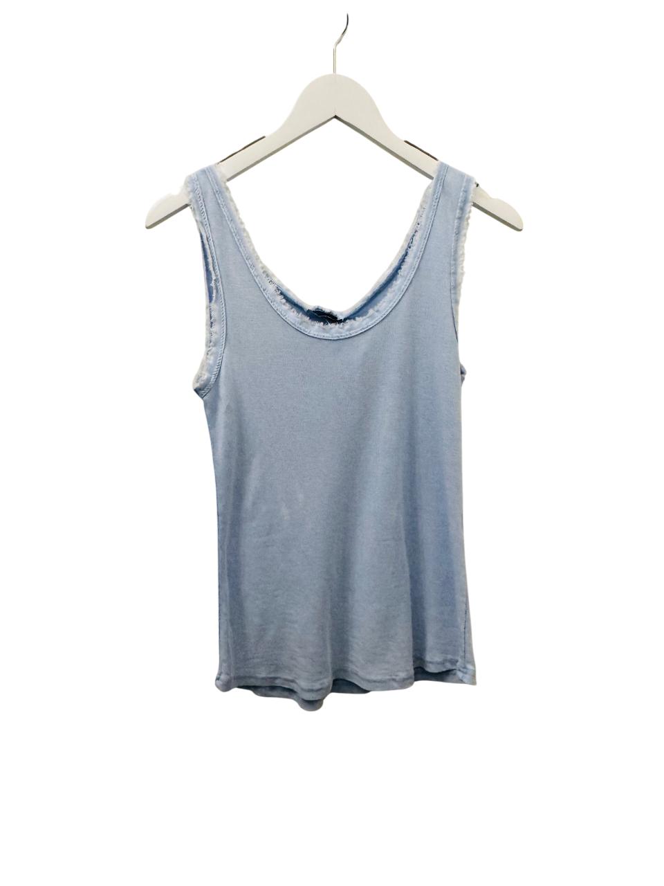 Light Italian Frayed Tank Top