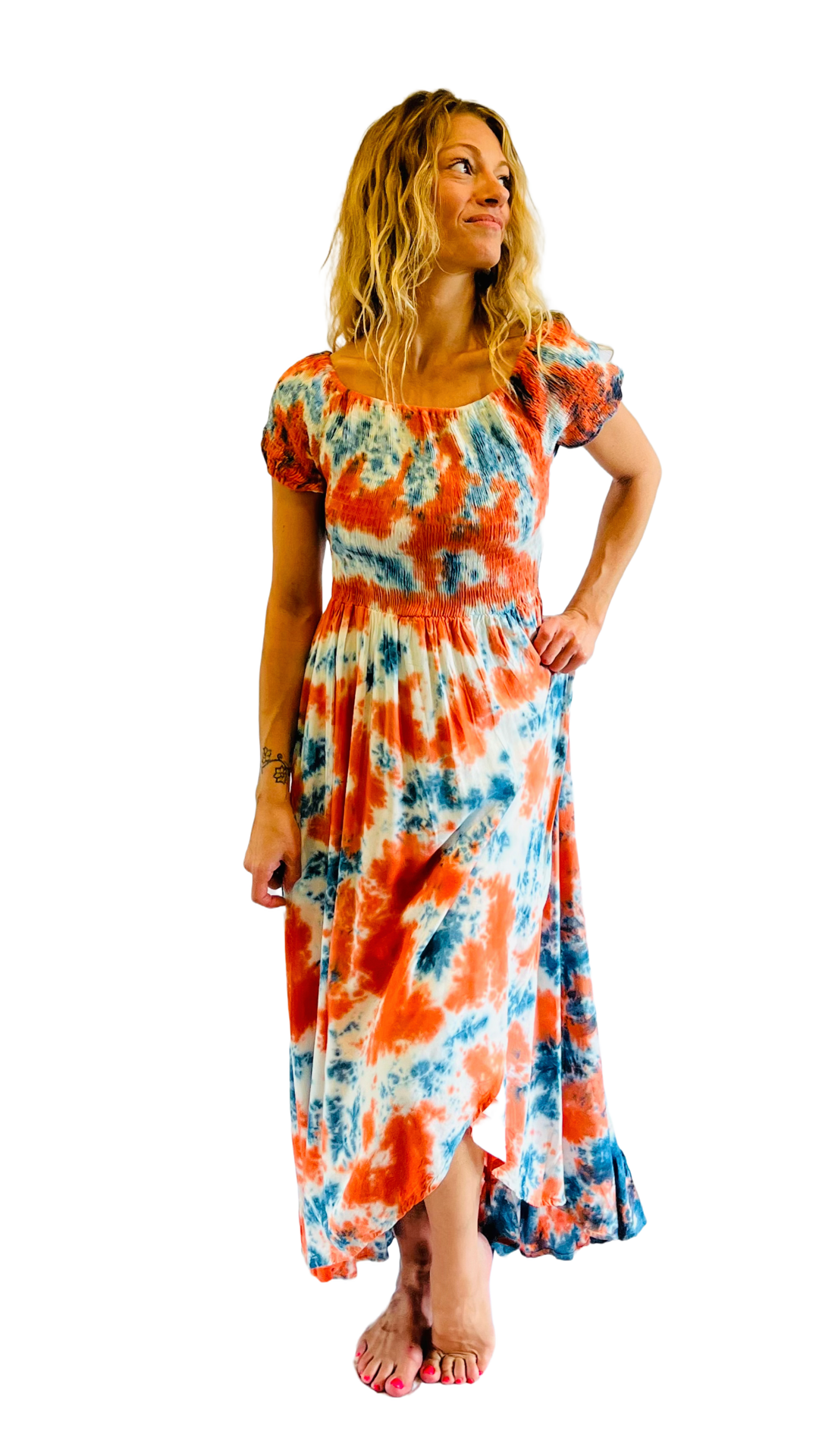 Mylos Tie Dye Ruffle Dress