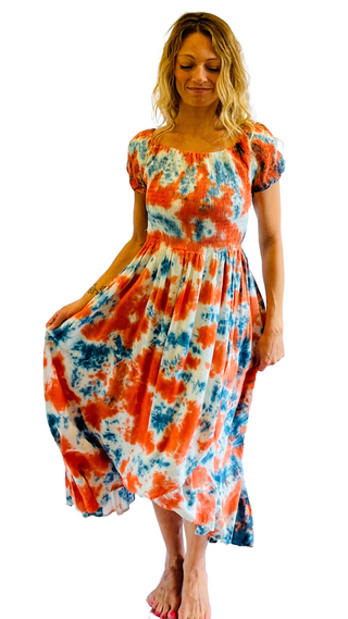Mylos Tie Dye Ruffle Dress