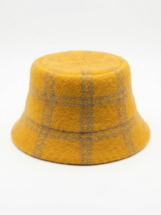 Wool Plaid Bucket Hat - Mustard Yellow