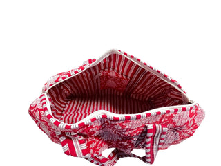 Red floral Quilted Cotton Duffle Bag