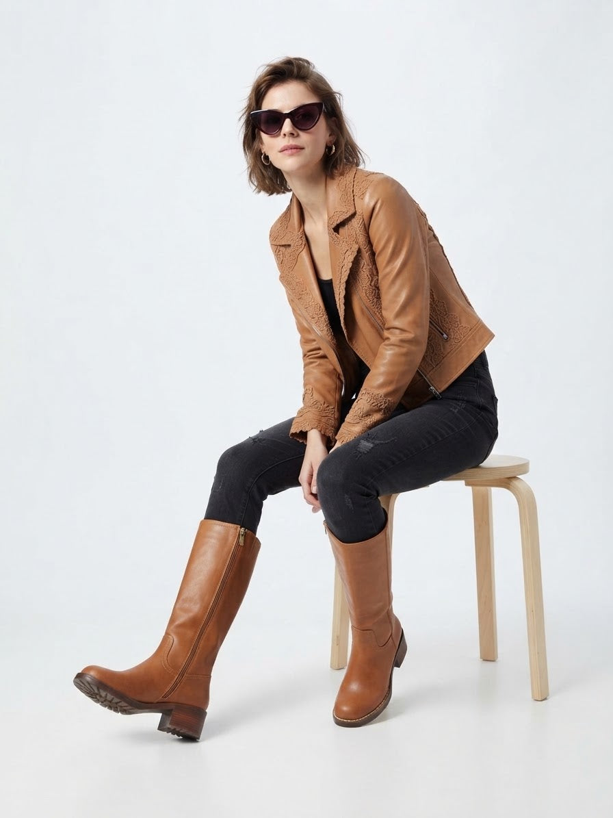 The Contour Knee Boot- Tan
