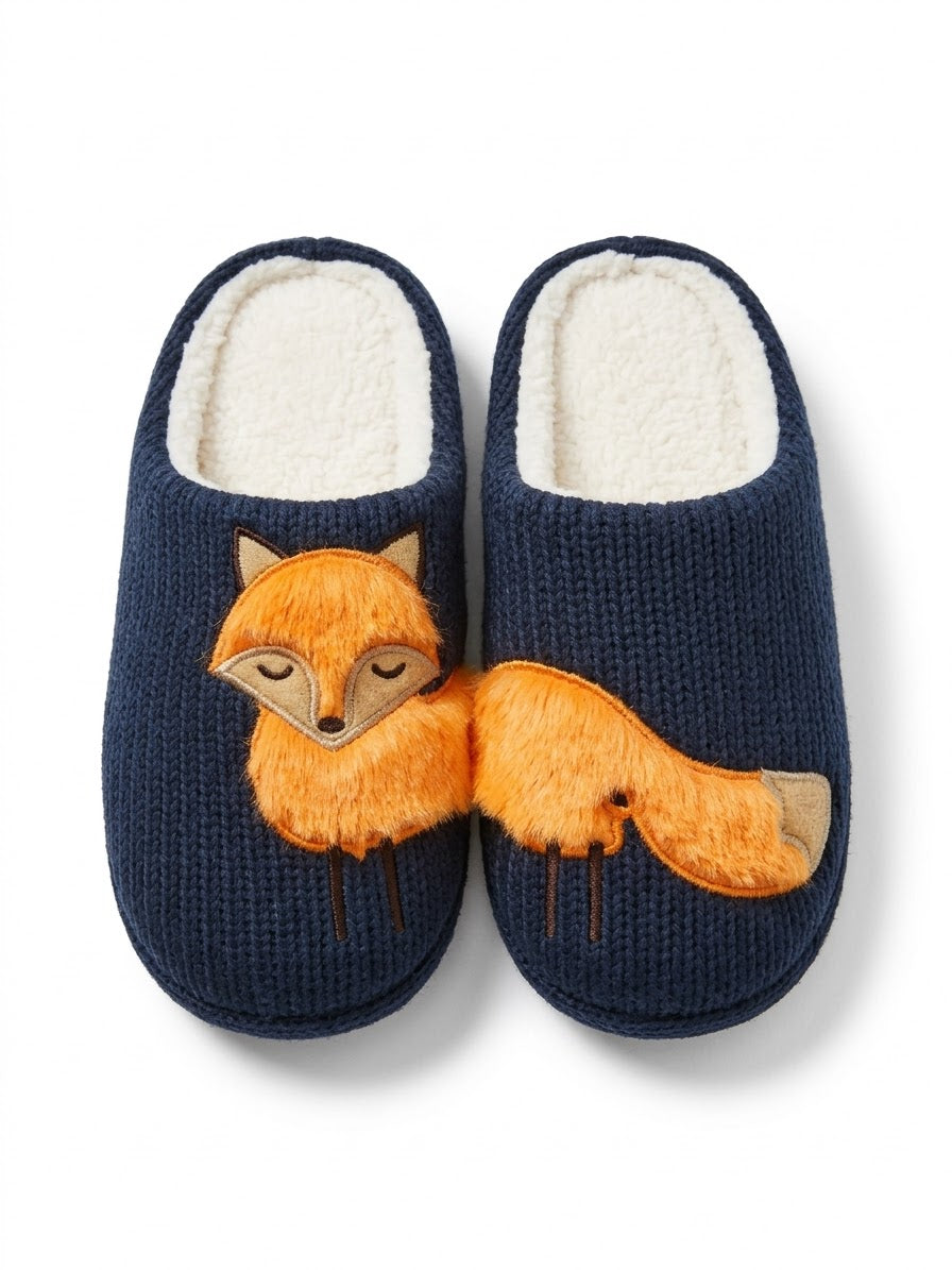 Clever Fox Plush Knit Slippers