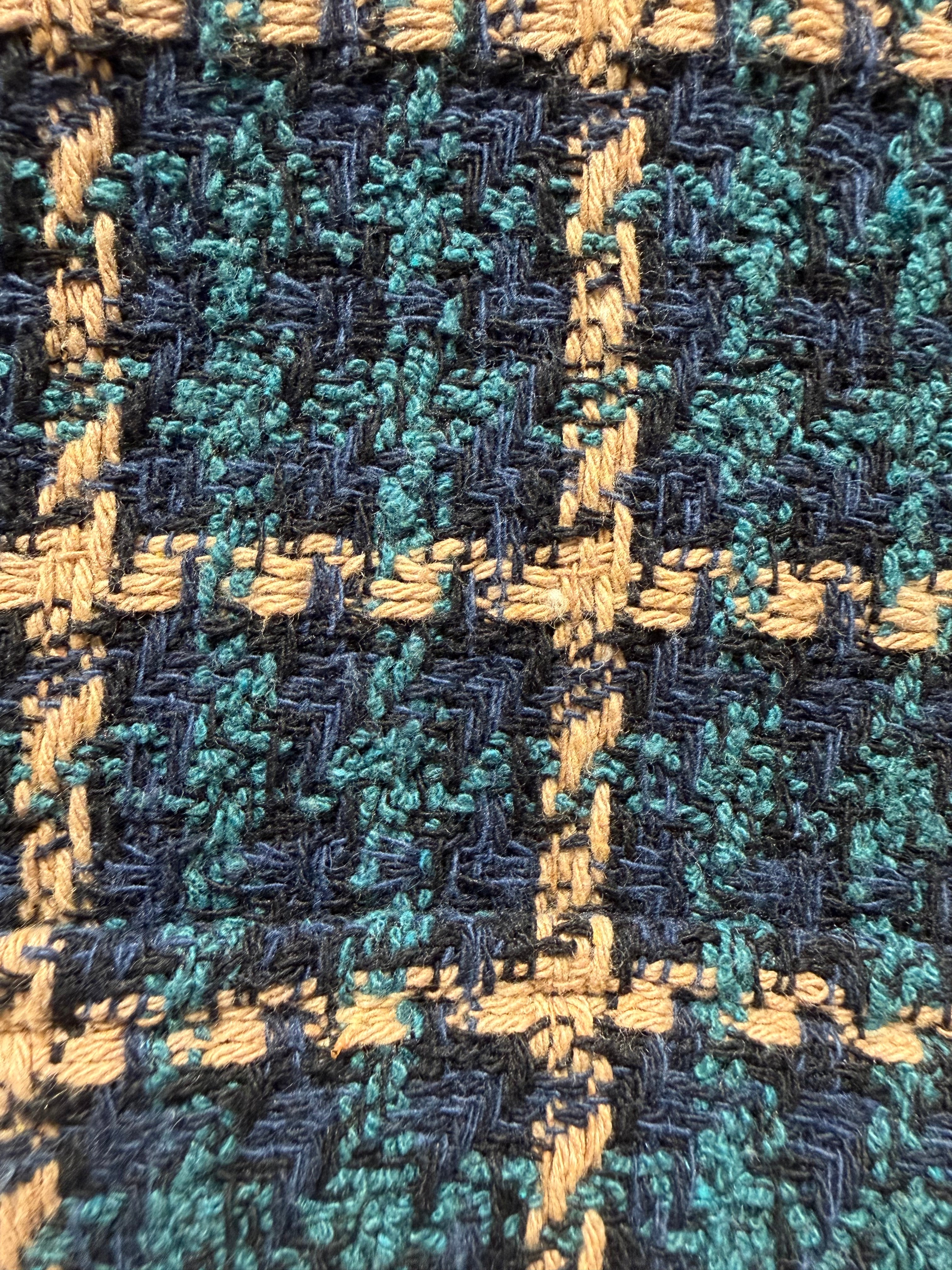 The "Milano" Textured Tweed Double-Breasted Blazer- Teal