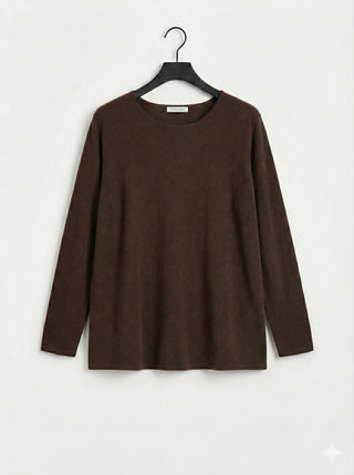 The Italian Soft Scoop Neck Sweater-Chocolate Brown