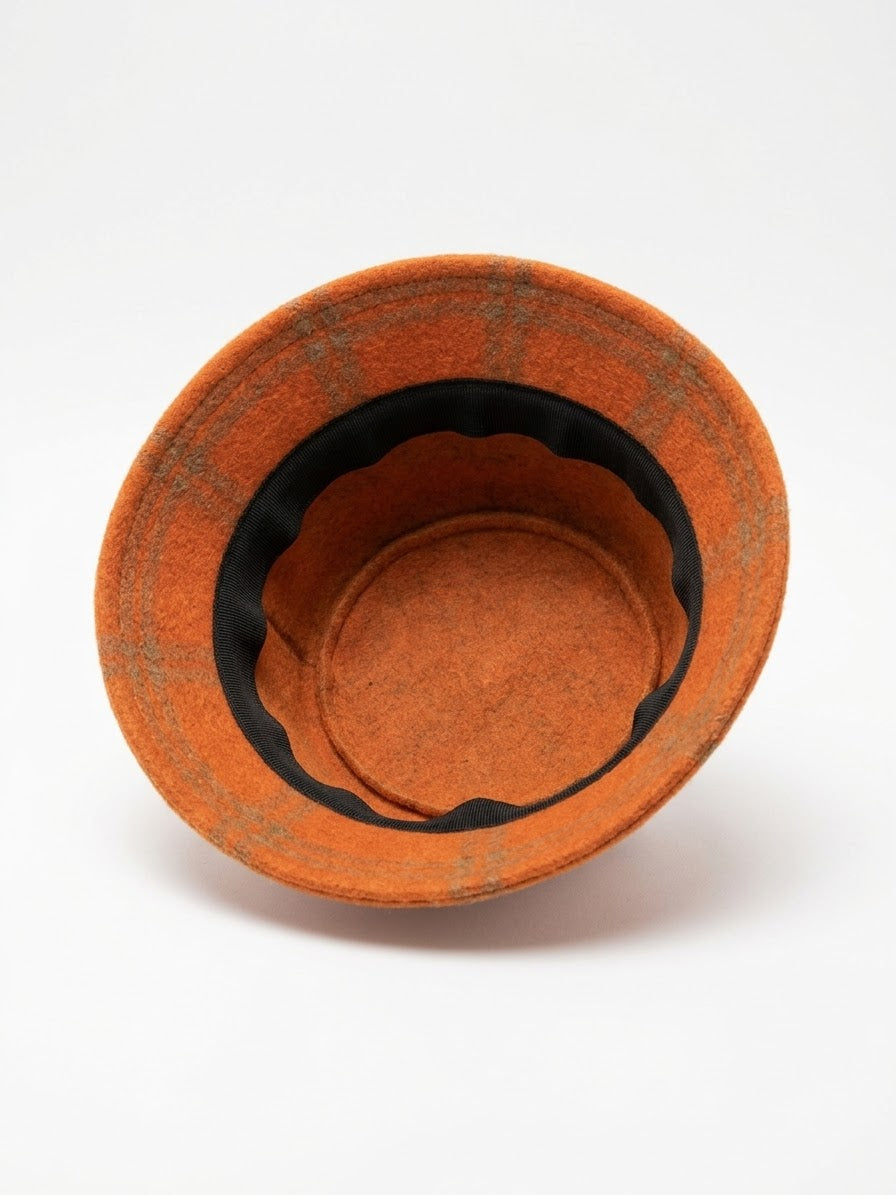 Wool Plaid Bucket Hat- Pumpkin