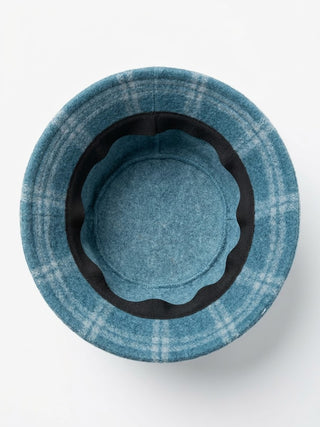 Wool Plaid Bucket Hat -Muted Teal-Blue