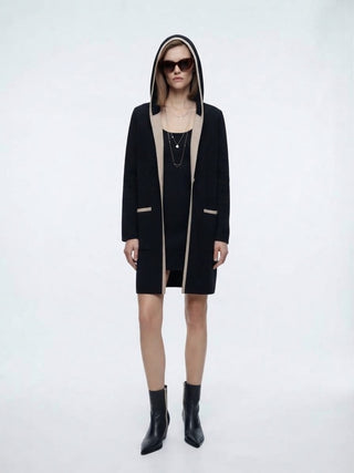 Two-Tone Hooded Cardigan