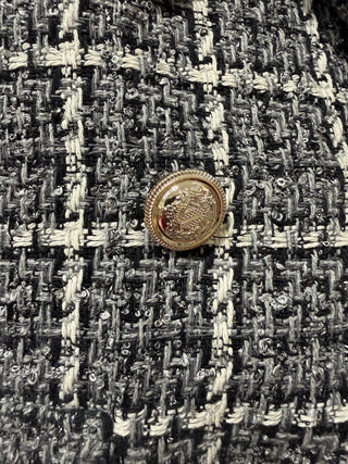 The "Milano" Textured Tweed Double-Breasted Blazer- Black