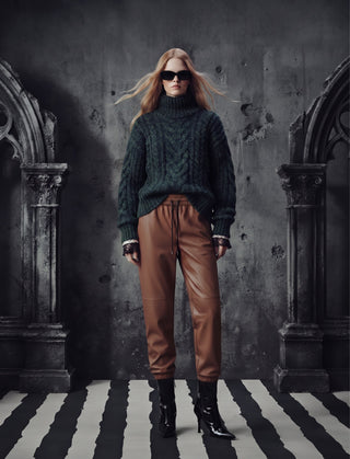 The Moto-Chic Pleather Jogger –Tan