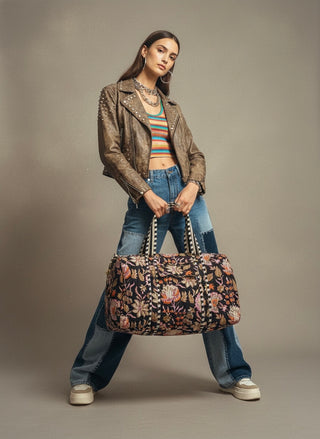 The Midnight Botanical Quilted Duffle