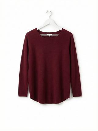The Italian Soft Scoop Neck Sweater- Burgundy