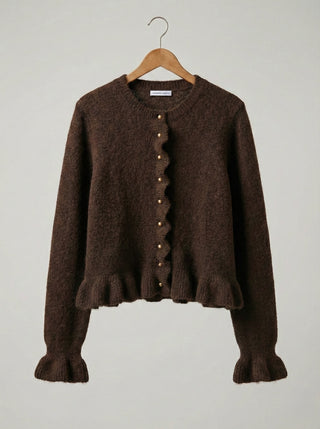 The Soft Brown Ruffle Hem Cardigan