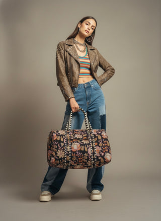 The Midnight Botanical Quilted Duffle