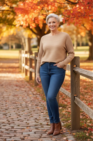 The Autumn Ribbed Tan Knit Sweater