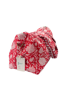 Red floral Quilted Cotton Duffle Bag