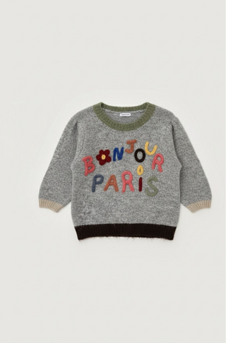 The Bonjour Paris Sweater- Grey