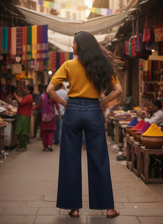 Wide-Leg Denim Culottes