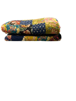 Marigold Floral Patchwork Reversible King Size Cotton Quilts