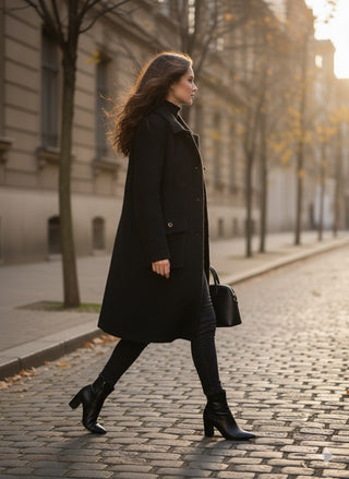 Plush Pocket Coat with Gold-Trim Buttons