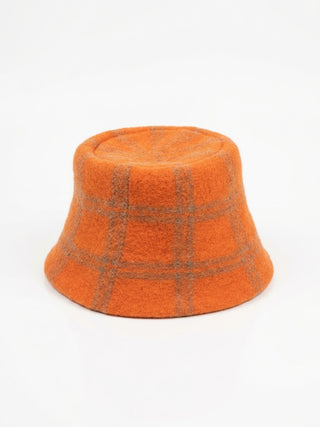 Wool Plaid Bucket Hat- Pumpkin