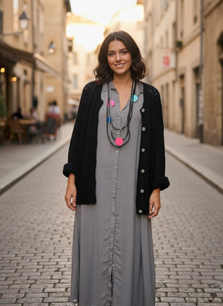 The Cozy Knit V-Neck Black Cardigan