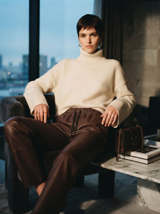 The Moto-Chic Pleather Jogger - Brown