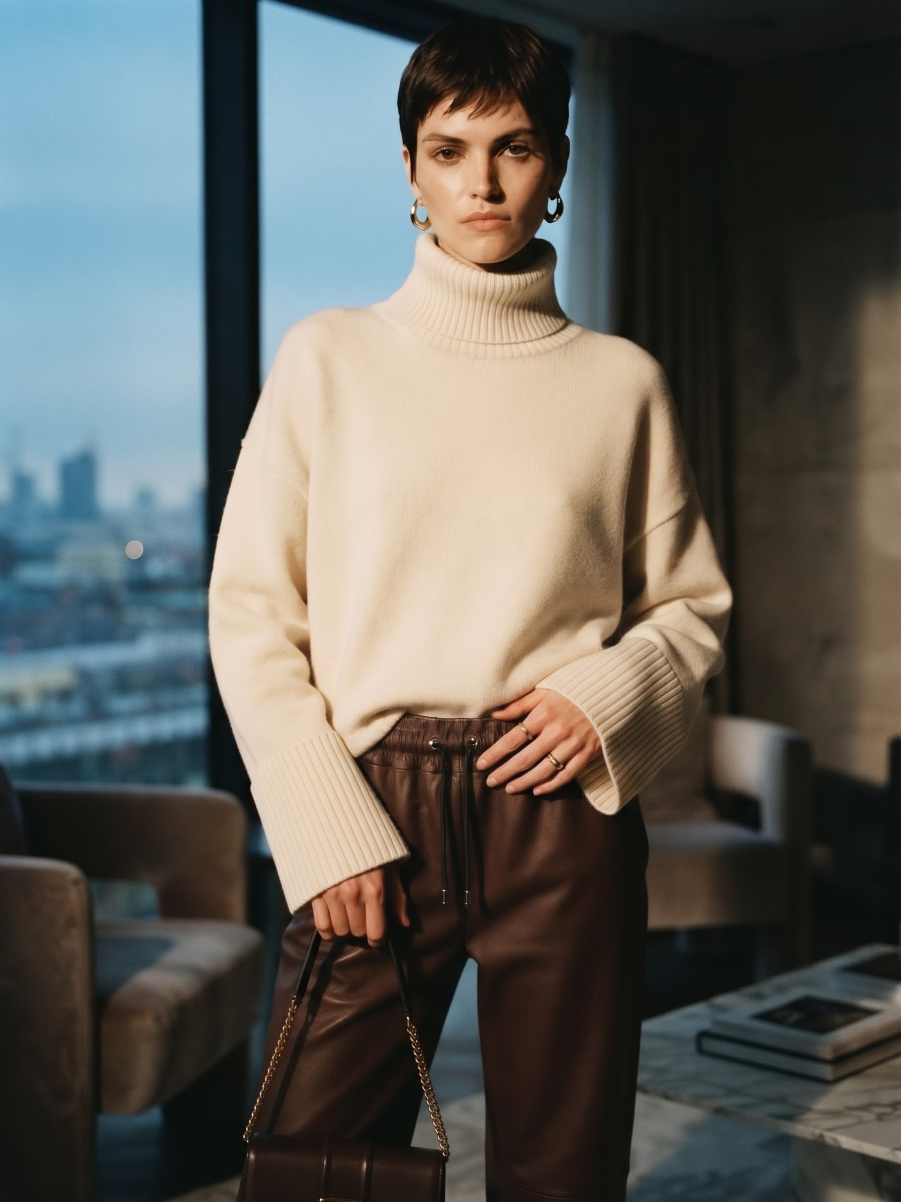 The Moto-Chic Pleather Jogger - Brown