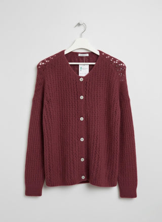 The Cozy Knit V-Neck Wine Cardigan