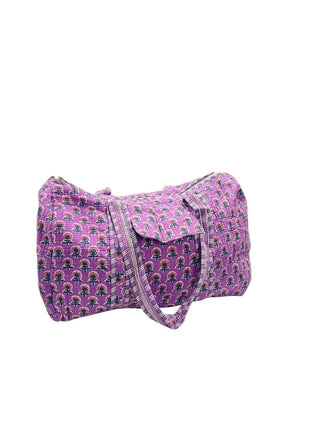 Lavender Bloom Quilted Cotton Duffle Bag